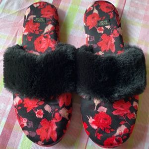 Victoria’s Secret Satin Floral Slippers Size Large